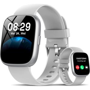 Smart Watch with Alexa Built-in, 1.83" HD Touchscreen Fitness Tracker with Bluetooth Calling, Fitness Watch with Heart Rate/Sleep Monitor/120+ Sports, IP68 Waterproof Smartwatch for Android iOS, Gray