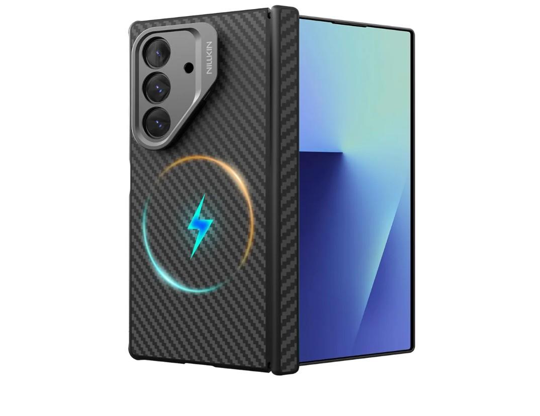 Nillkin Slim Aramid Fiber Case for Samsung Galaxy Z Fold 7, [Compatible with MagSafe] [Hinge Protection] [Adjustable Stand] [Lens Protection], Protective Magnetic Phone Cover for Z Fold 7, Black