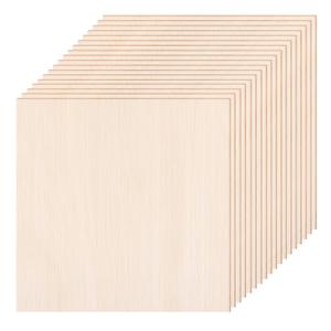 18 Pack Basswood Sheets - 6x6 Inch x 1/16 Inch Thick Plywood Balsa Wood Squares for Crafts, Laser Cutting, Wood Burning and Drawing