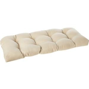 Pillow Perfect Pompeii Solid Indoor/Outdoor Wicker Patio Sofa/Swing Cushion Tufted, Weather and Fade Resistant, 19" x 44", Beige