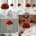 Artificial Flower Ball Wedding Centerpieces -10Pack Red Rose Silk Floral Half Ball - Faux Flower Balls Plastic Base for Event Table Arrangement Party Home Room Dcor (Dia 10.6inch)