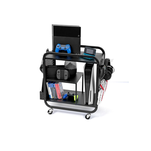 Mythinglogic Gaming Station Organizer, Metal Game Controller Holder, Video Game Console Storage Rack, Game Organizer Storage for PS5/PS4/Xbox/Switch/Game Accessories (Black, 23.62" x 12.60" x 25.98")