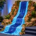 Rainforest Decorations Waterfall Landscaping Kit Blue Shiny Tinsel Curtains Decorations Complete Vbs 2026 Theme Backdrop Kit for Birthday Party Decor