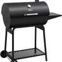 Royal Gourmet CC1830 30 Inch Barrel Charcoal Grill with Side Table, Outdoor BBQ Grill with 627 Sq. In. Cooking Space for Backyard, Patio and Parties, Black