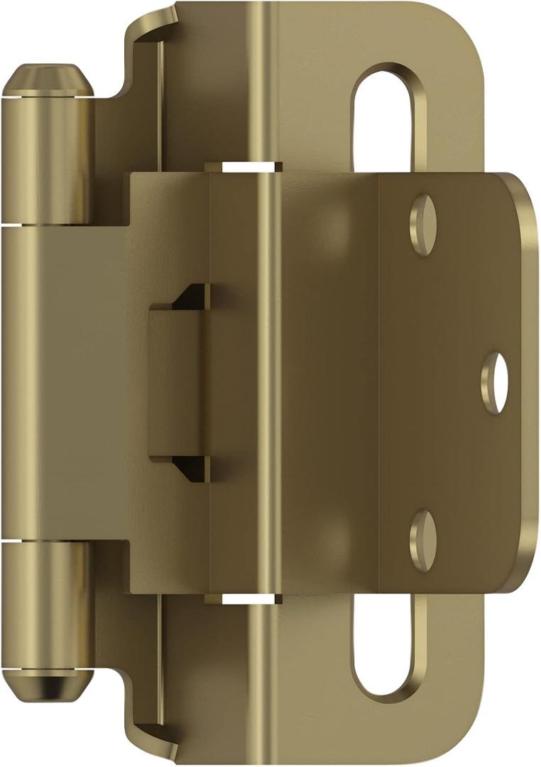 Amerock BPR7565BBZ Cabinet Hinge 3/8 in (10 mm) Inset Self Closing Partial Wrap Golden Champagne Kitchen Cabinet Door Hinge 1 Pair Functional Hardware