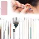 Ear Wax Removal Tool, 23psc Spiral Ear Pick Sets Double Ended Ear Scoop Spoon Ear Care Supplies for Woman Man Earwax Removal Ear Cleaning Tools Set(23 Pieces of Cherry Powder Ear Picking Set)
