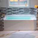 LB428-L 60" Acrylic Rectangular Alcove Soaking Bathtub in White with Left Drain, Brushed Nickel pop-up Drain Included