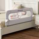 UPGOGO Folding Bed Rail for Toddlers,Baby Bed Rail Guard with Reinforced Anchor Safety System,Fit Bunk,Full Size,Queen,King,Twin(Grey,43"x23.6")