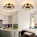 WILON Semi Flush Mount Ceiling Light, Industrial 6 Light Close to Ceiling Light Fixture, Black Dining Room Light Fixture Farmhouse Chandelier for Kitchen Hallway Bedroom Living Room(E26 Socket)