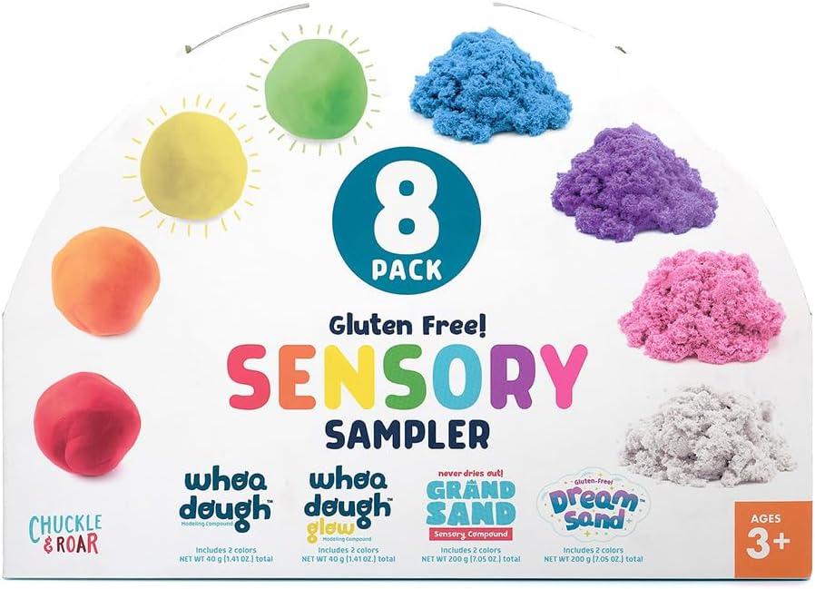 Chuckle & Roar - Sensory Sampler - 8 Sensory Fidget Activities for Little Ones - Great for Preschoolers - Touch and Feel Activities - Ages 3 and Up, Medium