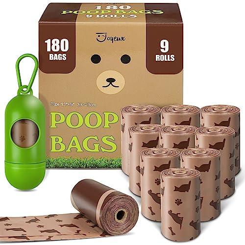 8 Rolls Dog Poop Bags with Dispenser, Leak-Proof Large Doggie Bag for Poop, Extra Thick Doggy Waste Bags, Unscented, Pet Trash Bags Holder Outdoor Puppy Walking and Traveling Rolls, Brown