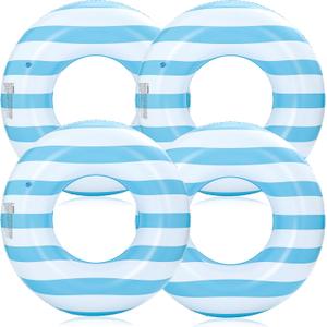 4PCS Pool Floats for Adults Rings Striped Pool Float Large Swim Ring for Adults,35 Inch Classic Striped Pool Inner Tubes for Teens Summer Beach Bachelorette Party