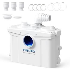 1200W Macerator Pump 2800GPH, 28FT Vertical Lift Toilet Water Pump with Anti-Backflow, PCB Smart Control, IPX4 Waterproof, Macerator Pump Basement for Toilet, Sink, Bathroom etc.