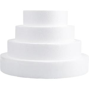 Hedume Set of 4 Round Cake Dummy, 4 Sizes Foam Dummies, 6-12 Inches for Decorating and Wedding Display
