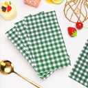 100 Pcs Green Gingham Napkins Disposable - Green and White Checkered Paper Napkins - Plaid Dinner Napkins for Birthday Picnic Wedding Golf Party Supplies