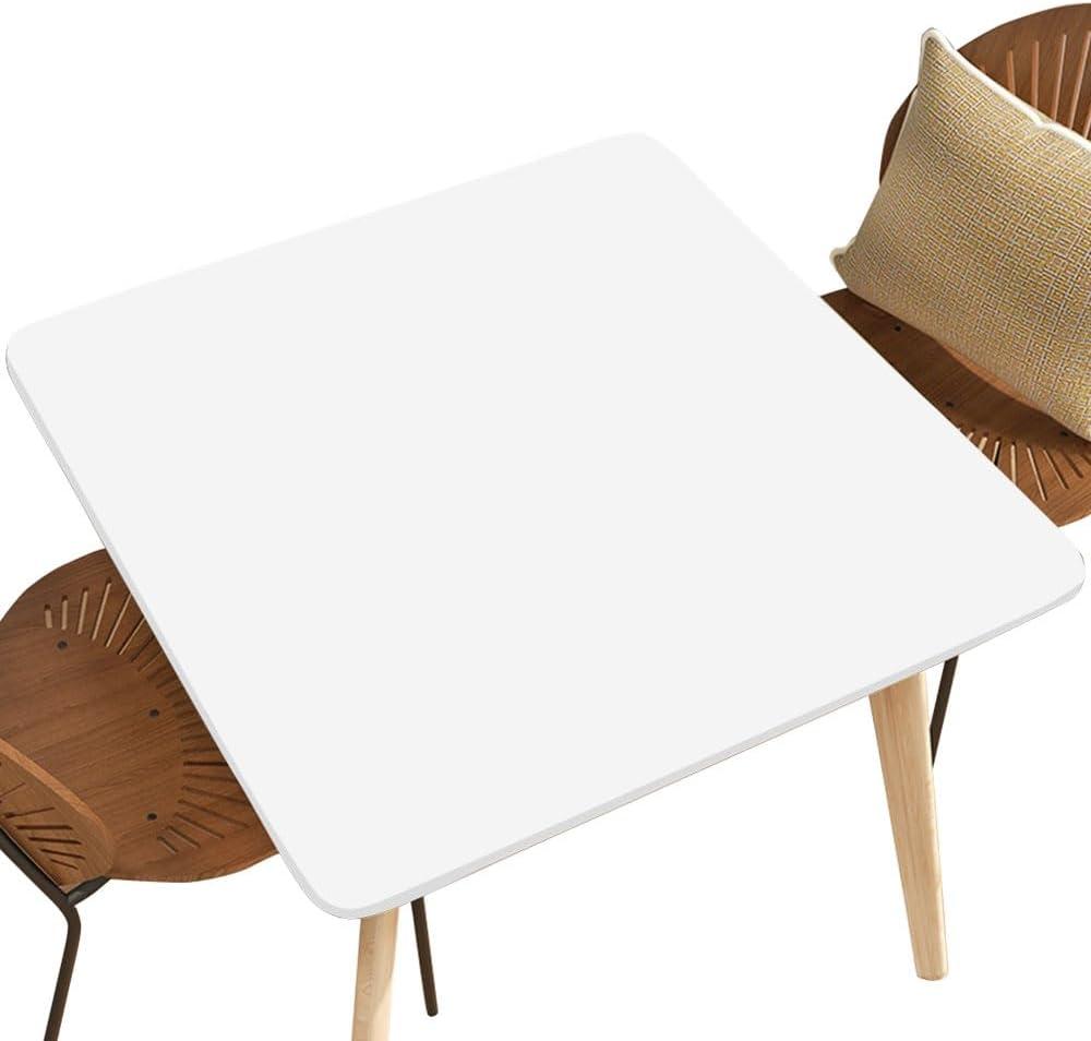 Square Fitted Table Topper Covers for Square Table 28"x28", Wipeable Table Covers for Indoor Outdoor Garden Picnic Party (White)