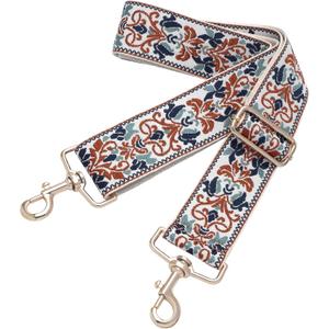Nefelibata Purse Strap,2" Wide Purse Strap Adjustable Replacement,Multi-pattern Crossbody Handbag Strap (Brown Flower Embroidery)