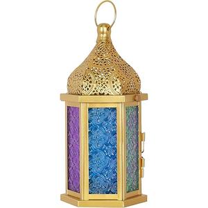 Vintage Moroccan Style Lanterns, 8''H Indoor & Outdoor Metal Hanging & Tabletop Decor, Candle Holders for Patio