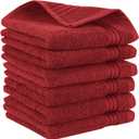 Elegant Comfort Premium Turkish Cotton 6 Pack Washcloths Set - 13 x 13 inch, Luxurious Hotel Spa Quality 100% Turkish Cotton 6PC Washcloth Set - Highly Absorbent - Soft Bathroom Towels, Burgundy