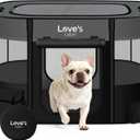 Love's cabin Pet Puppy Dog Playpen, Small Dog Tent Crates Cage Indoor/Outdoor, Portable Exercise Playpen for Cat, Foldable Pop Up Dog Kennel Playpen with Carring Case (S, Grey)