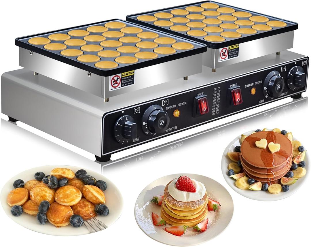 1900W Electric Mini Pancake Maker, 50PCS Commercial Nonstick Waffle Maker Machine,1.8 Inches Dutch Pancake Maker Machine,Dutch Poffertjes Grill,For Home Kitchen Restaurant Snack Dessert.