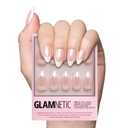 Glamnetic Press On Nails - Mrs. | Short Almond Fake Nails with French Tips and Glossy, Glazed Finish, Salon Quality | 15 Sizes - 30 Nail Kit with Glue