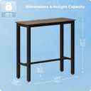 43 Inch Bar Table, Bar Height Pub Table, Water-Resistant Counter Height Table, Rectangular High Top for Kitchen & Dining Living Room, Black Metal Frame & Easy to Set Up, Rustic Brown
