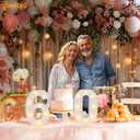 Pooqla Decorative Led Light Up Number Letters, White Plastic Marquee Number Lights Sign for 60th Birthday Party Wedding Decor Battery Operated Number (60)