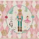 Artoid Mode Pink Diamond Plaid Nutcracker Christmas Doormat, Winter Home Decor Low-Profile Door Mat Floor Mat 24x35 Inch