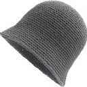 ZLYC Women Crochet Bucket Hat Handmade Cotton Knit Cloche Bowler Hat (Gray)