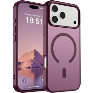 SUPFINE Magnetic for iPhone 17 Pro Max Case (Compatible with MagSafe)(Military Grade Drop Protection) Translucent Matte Shockproof with Anti-Fingerprint Phone Cover 2025,Wine Red