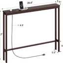 ELYKEN 5.9" Narrow Console Sofa Table with Power Outlets, 5.9" Dx39.4 Wx31.1 H Bamboo Behind Couch Table with Charge Station, Brown