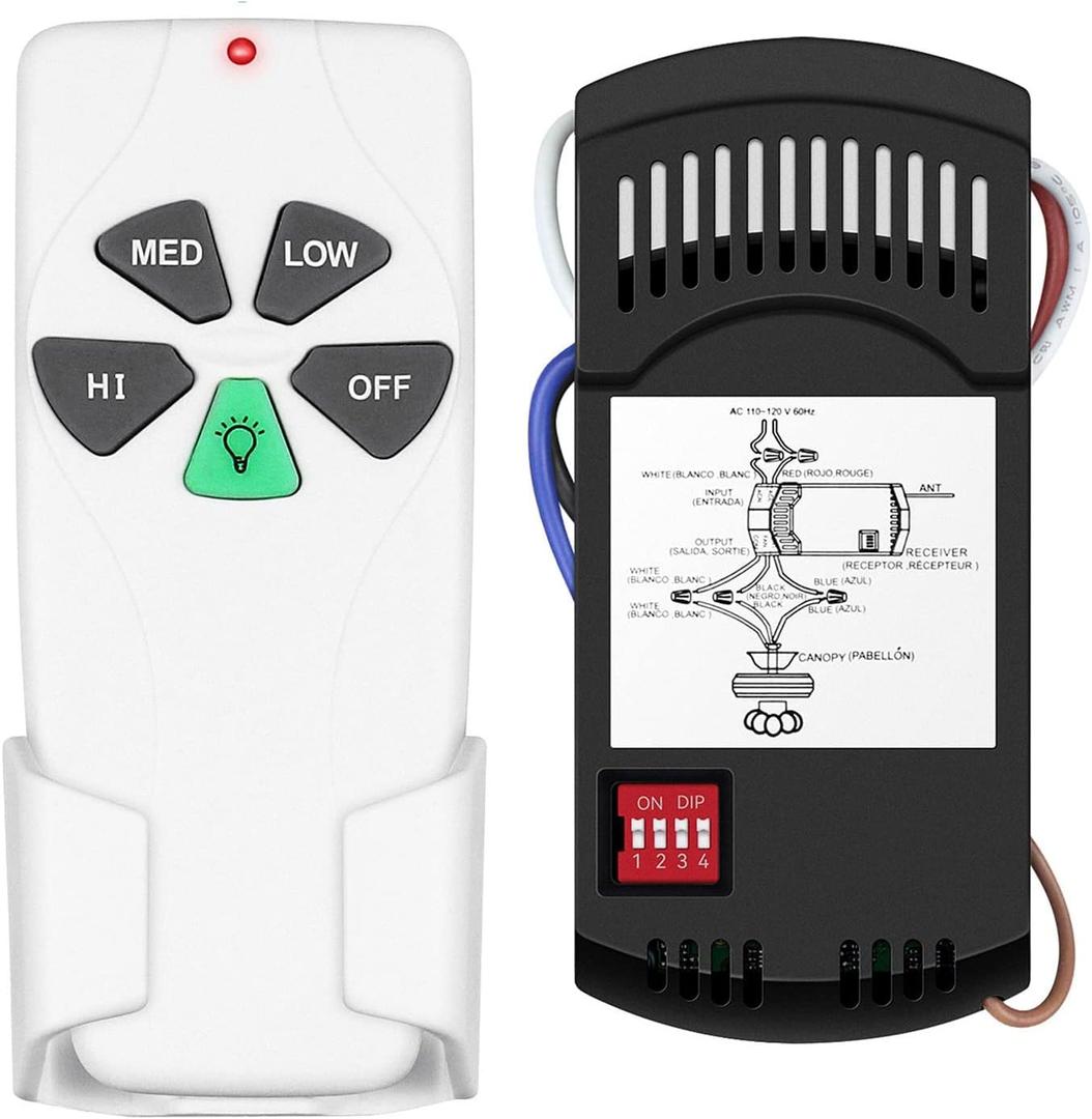 Universal Ceiling Fan Remote Control Kit Dimmable, Replacement for Harbor Breeze Hunter Hampton Bay Litex Kichler Allen + Roth Westinghouse Honeywell Ceiling Fans FAN-28R KUJCE9103 CHQ8BT7030T