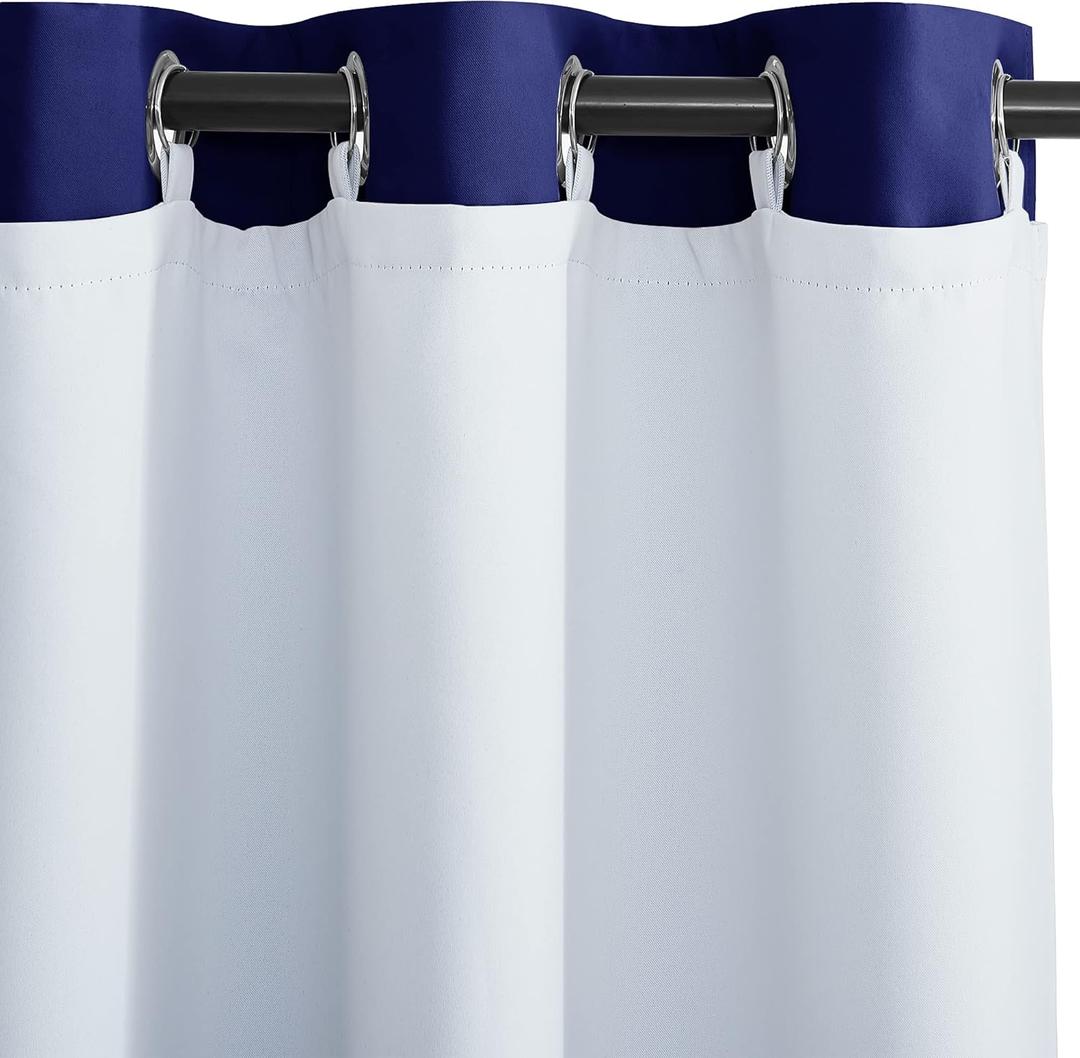 NICETOWN Blackout Curtain Liners for Sheer Curtains, Cold Heat Light Noise Blocking Liners with Rings: Easy to Open & Closed, Thermal Liners for 52" Wide x 108" Long Curtains, 2 PCs, 50" x 102" (Platinum White)