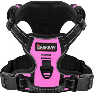 BARKBAY No Pull Pet Harness Dog Harness Adjustable Outdoor Pet Vest 3M Reflective Oxford Material Vest for PINK Dogs Easy Control for Large Dogs (L)