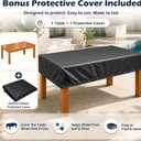 Outdoor Teak Coffee Table, 40" Wooden Patio Coffee Table with Protective Cover, Solid Teak Outdoor Coffee Table for Patio, Garden, Poolside, Balcony and Backyard, 40"D x 20"W x 20"H