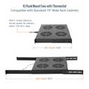 Tecmojo 1U Rack Mount Cooling Fans, 4 Fans Cooling System with Thermostat,Digital Heat Monitor Display & Overheat Alarm Sensor, Adjustable Temperature Control and Depth