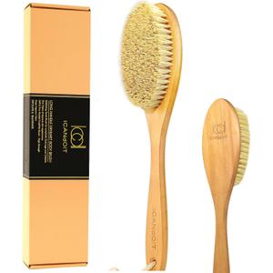 ICANdOIT Very Stiff Dry Brushing Body Brush for Men&Women, Long Handle Dry Skin Brush for Cellulite and Lymphatic Drainage with Natural Agave Cactus Tampico Fiber Bristles