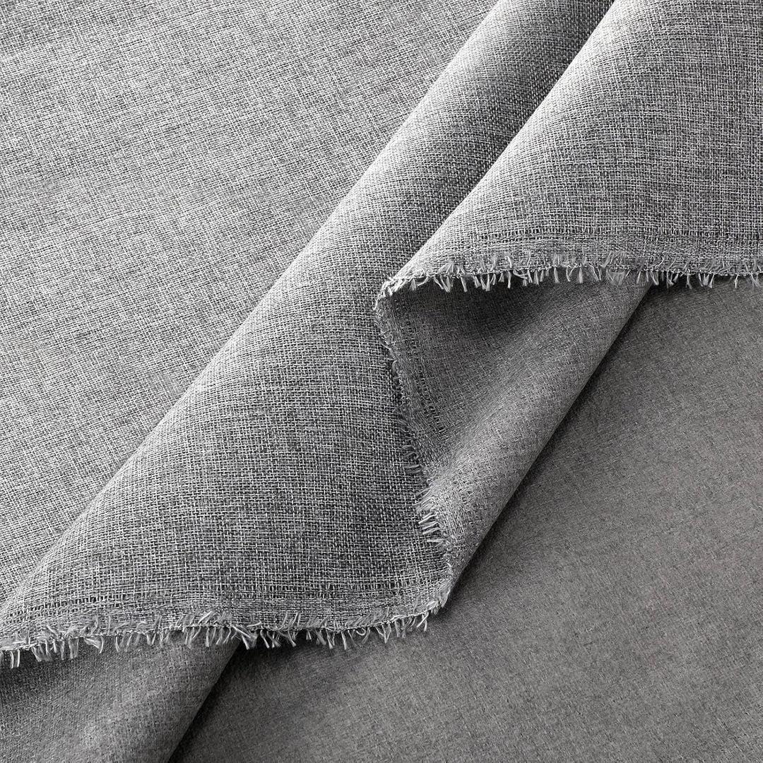 VitalCozy Grey Faux Linen Fabric 57 Inch x 3.3 Yard Grey Cover Fabric by The Yard for Sofas, Chairs, Box Spring Foundations, Conceals Frame and Staples Inside Furniture, DIY Craft Project