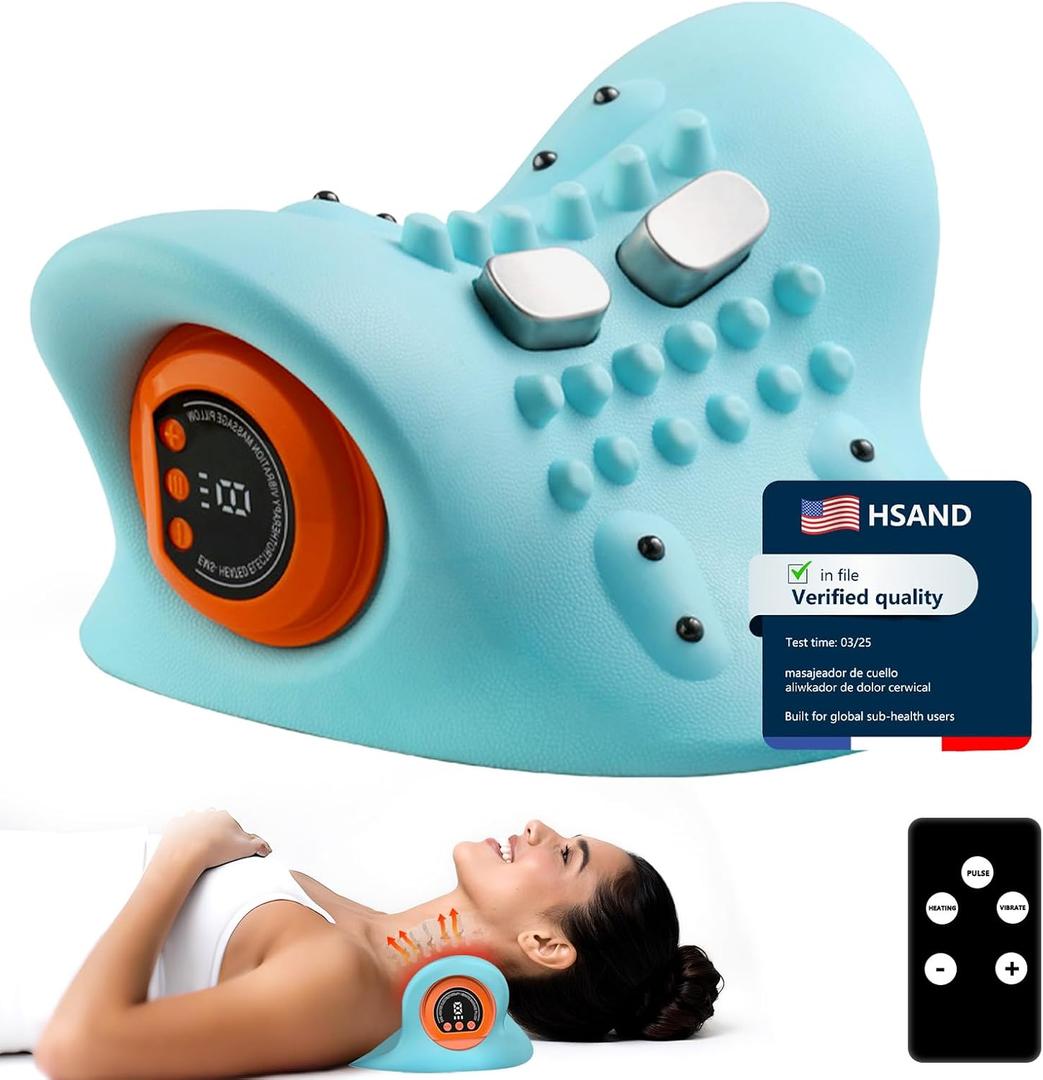 Neck Massager Pillow for Deep Tissue Pain Relief, 3 Adjustable Modes, Portable Neck Stretcher with Heat, Ergonomic 26 Shoulder Massager