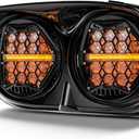 LX-LIGHT DOT Approved 270 LED Dual Headlight with High Low Beam Amber DRL Compatible with Road Glide 2003-2014, Black