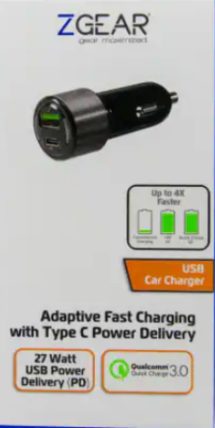 ZGEAR Adaptive Fast Car Charger With USB-A USB C Ports ZGEAR Adaptive Fast Car Charger With USB-A USB C Ports
