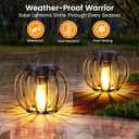 Solar Lanterns Outdoor Waterproof 2 Pack, 14.37" Metal Hanging Solar Lights for Outside with Auto On/Off & Hook - Brighter Hanging Outdoor Lanterns Decorative Lighting for Garden Patio Yard