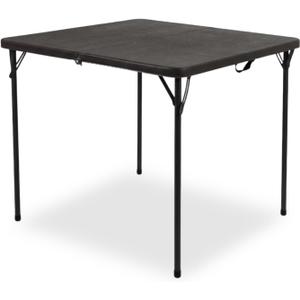 34" Square Folding Table for 4 Person, 330lbs Weight Capacity Foldable Table with HDPE Tabletop & Heavy-Duty Steel Legs, Portable Picnic Table for Indoor Outdoor Parties, Camping, Coffee Woodgrain, 34" x 34" x 28.54" inches