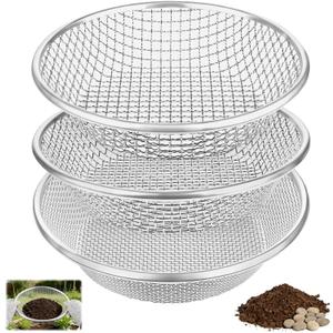3PCS Soil Sifter for Gardening, Heavy Duty Rock Sieve Fits 5 Gallon Bucket, 1/4 Inch, 1/8 Inch, 2/5 Galvanized Garden Sifter Compost Dirt Sifter, Sand Gravel Sawdust
