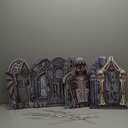 JOYIN 16" 9 Pcs Halloween Tombstones Decorations Outdoor Graveyard Decor, Yard Lawn Cemetery Plastic Headstones with 18 Metal Stakes for Halloween Indoor Prop Decorations, Party Decor Supplies