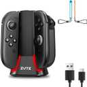 Charging Dock for 2025 Nintendo Switch 2 JoyCon Controllers, 4-Slot Charger Station for Switch 2 Joy-Con Controllers, Magnetic & Weighted Base, LED Indicators, with USB-C Cable and 2 Wirst Strap