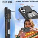 for iPhone 16 Plus Case with Invisible Ring Stand,Military Drop Protection Compatible with Mag-Safe Matte Translucent Back Anti-Slip Shockproof Phone Cover 6.7 Inch 2024-Black