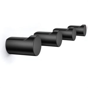 Pack of 4 Metal Wall Hooks, Minimalist Coat Hooks Matte Black Simple Modern Easy Install Wall Mount Heavy Duty Aluminum Mid Century Entryway Bathroom, for Hanging Hat Purses Robe Clothes Backpack