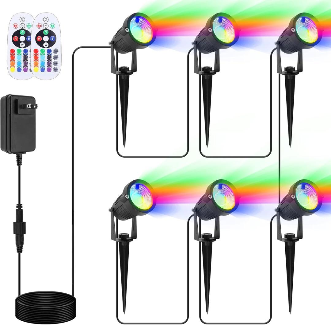 VOLISUN Christmas Spotlights Low Voltage Landscape ligths with Transformer Christmas Outdoor Uplights,16 Color Changing Waterproof Pathway Lights for House Indoors/Yard/Path/Garden(6Pack) (6 pack)